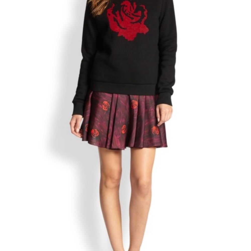 NEW Opening Ceremony Lizzy Rose Print Satin Skater Flowy Mini Skirt Size 6